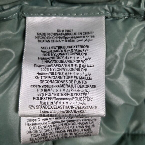 BCBG MAXAZRIA Puffer Jacket Womens Large Hooded Green Light Weight Down Filled - Picture 10 of 12